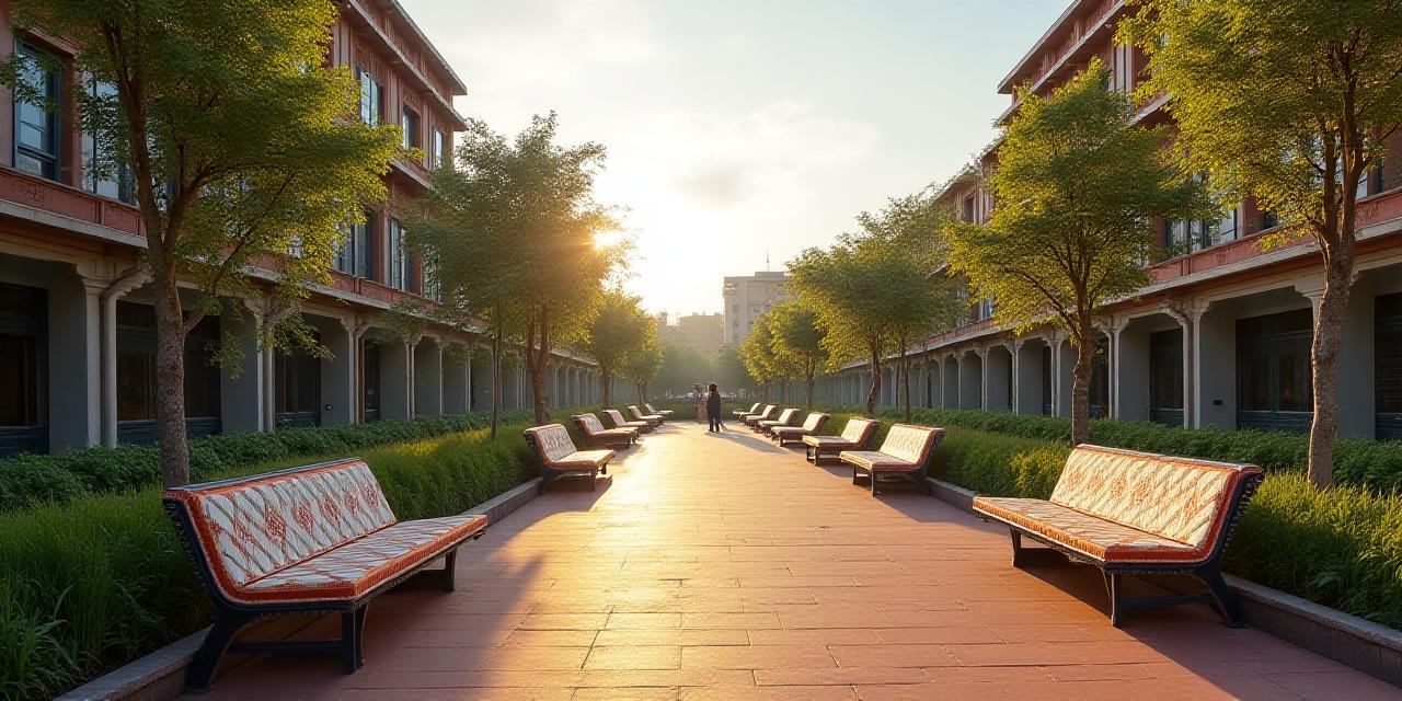 Renewed urban plaza featuring traditional terracotta patterns