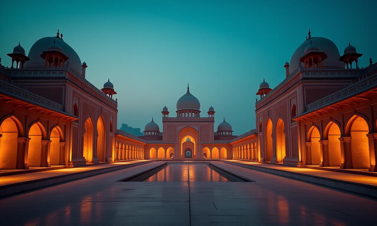 Stunning architectural landscape of Old Delhi at dusk