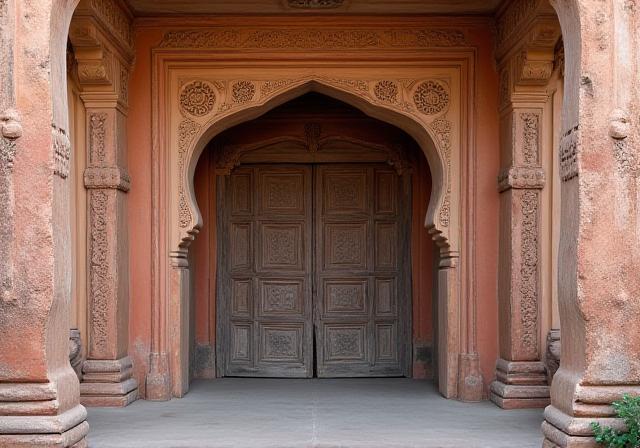 Ornate entrance of a traditional haveli in Old Delhi