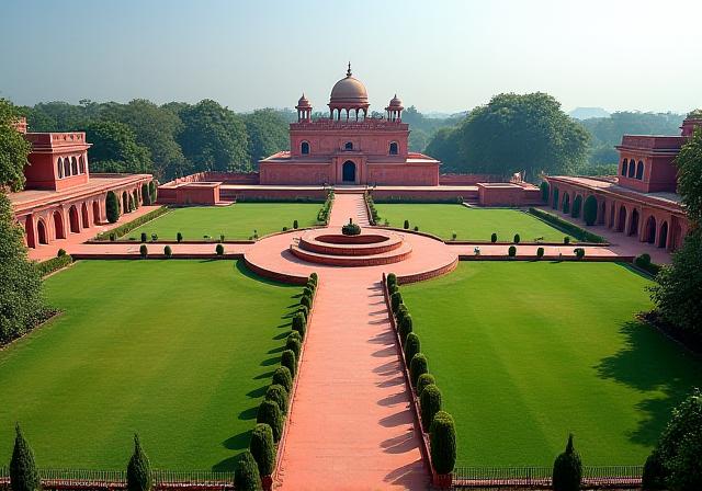Grand vista of the Rashtrapati Bhavan and circular planning of New Delhi